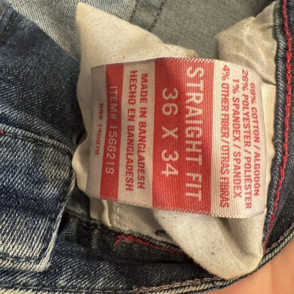 IZOD‎ Men's Comfort Stretch Straight Fit Jean 36x32 ( 38x31.5) Blue Denim Jeans